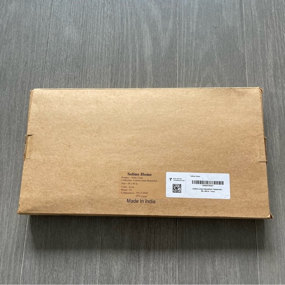 NIB SOLINO HOME Cotton Linen Hemstitch Tablecloth Ivory Farmhouse Minimalist NWT - Picture 5 of 8